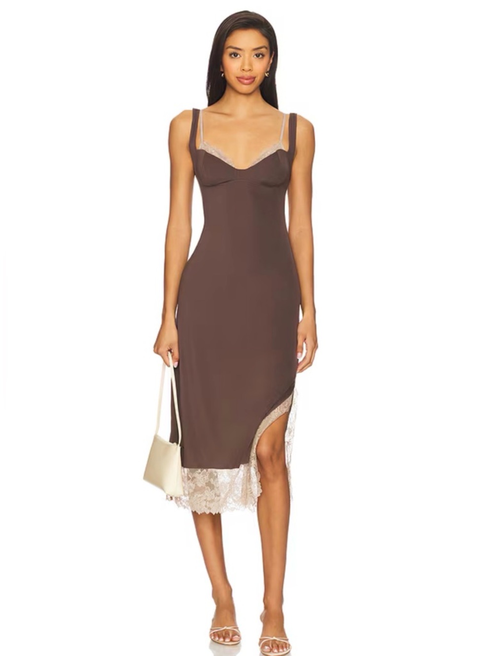 Free People x Intimately FP Party Crasher Midi Slip Dress Brown-Size S